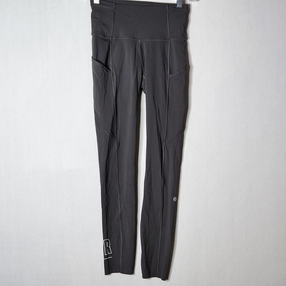 Lululemon Fast Free High Rise Full Length Leggings Size 2 Gray GRL PWR Pockets